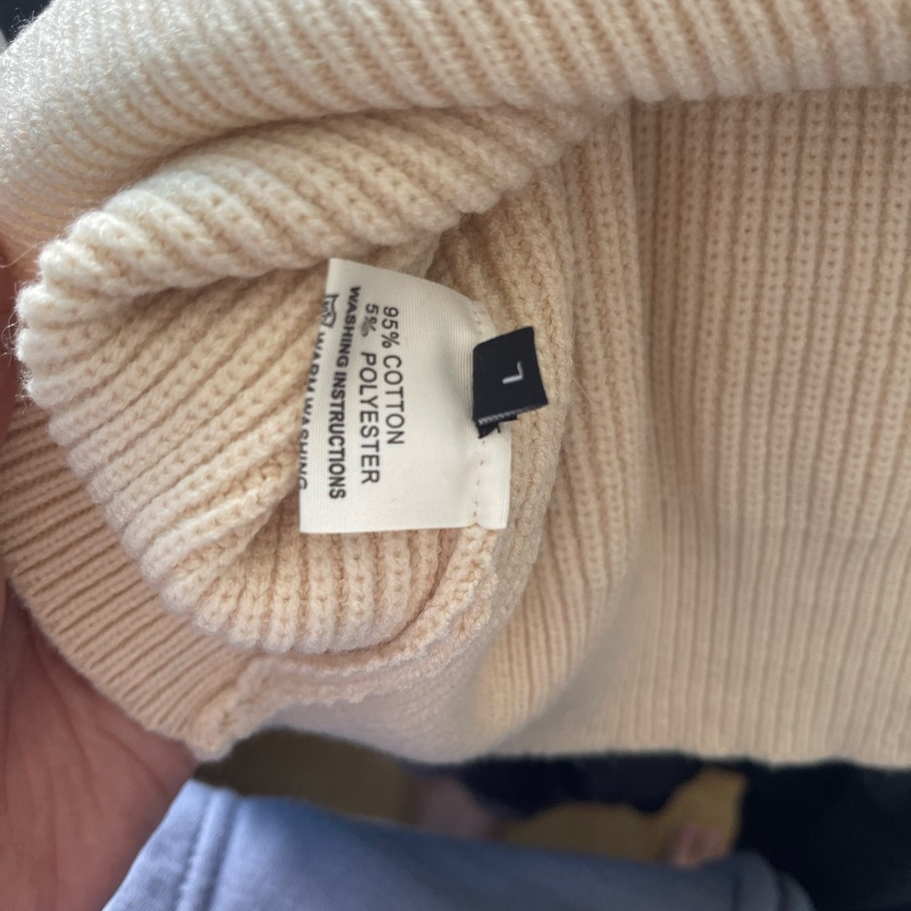 Cream Ribbed Women's Sweater - Picture 2 of 2